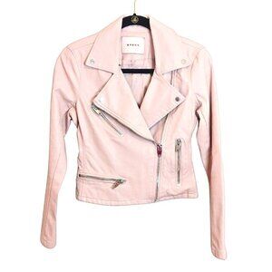 BLANK NYC PINK ZIPPERED FASHION MOTO LEATHER JACKET - SIZE XS